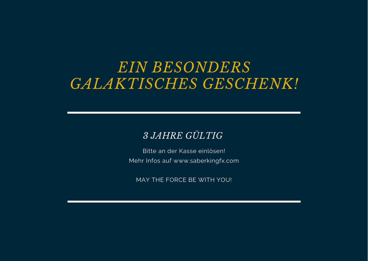 Gutschein | Verschenke Action, Fun und Abenteuer | SABER KING FX - SABER KING FX LIGHTSABERS®